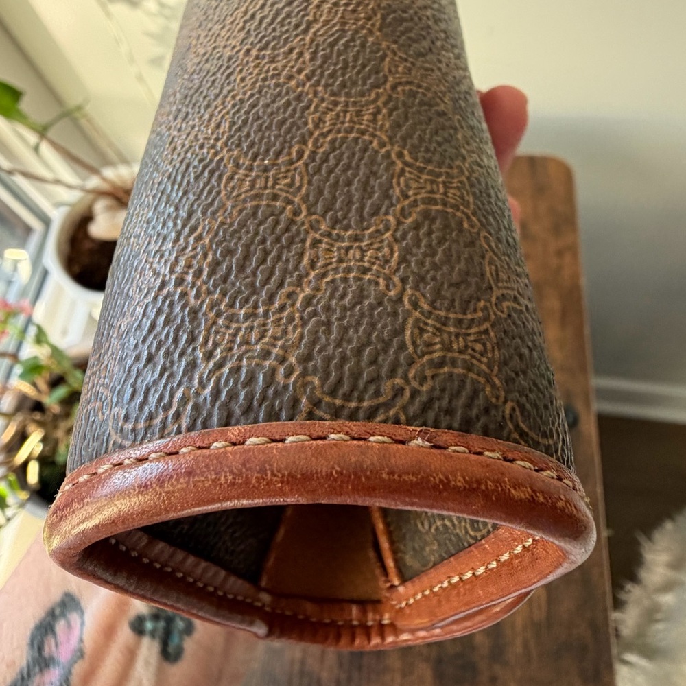 Celine Macadam Clutch Pouch Brown Canvas Leather Trim - Picture 8 of 12